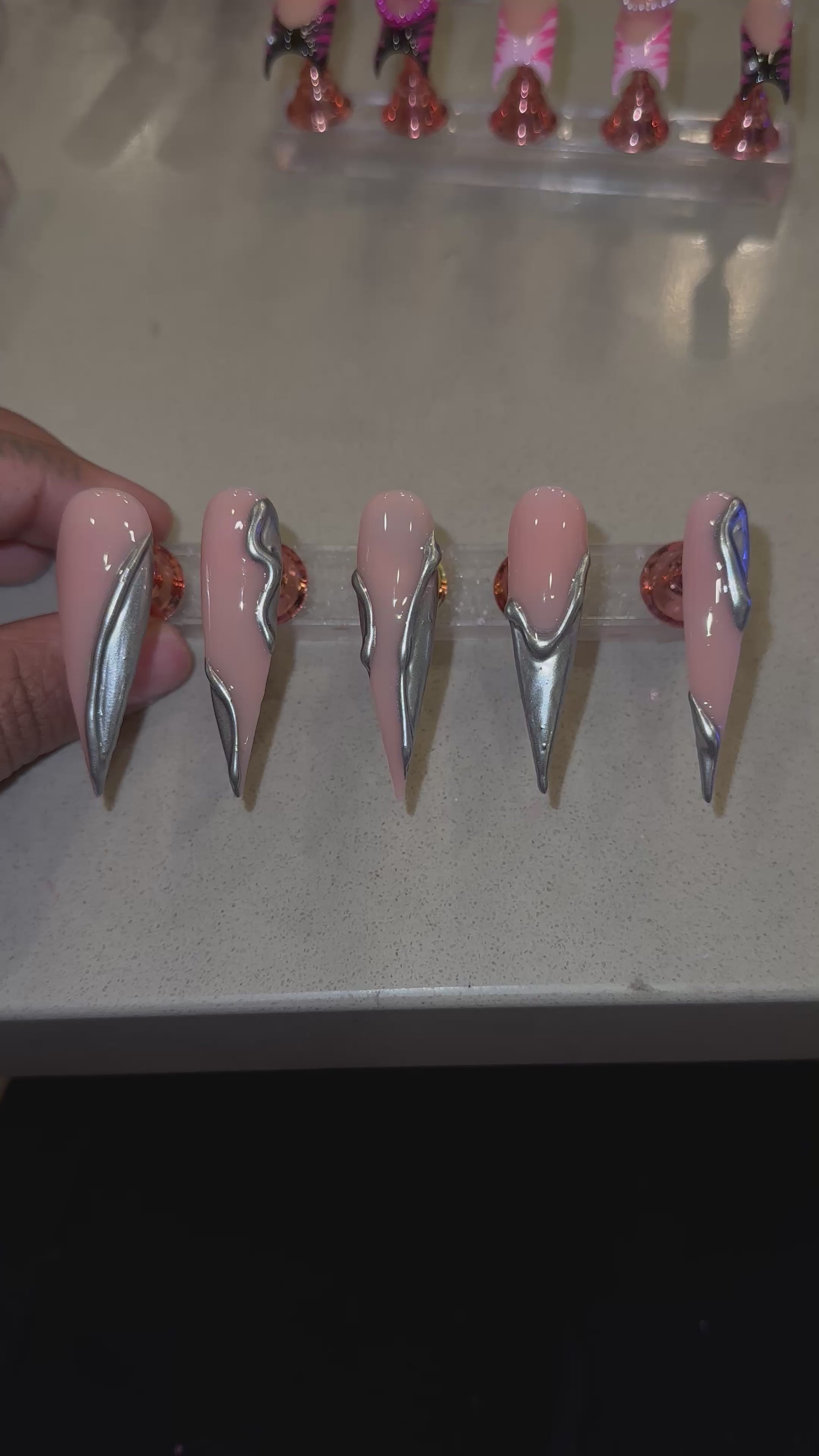 Silver chrome press-ons